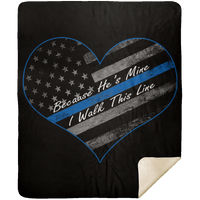 "Because He's Mine, I Walk This Line" Premium Mink Sherpa Blanket Blankets Black 50x60 