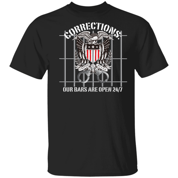 Corrections Thin Grey Line Open Bars T-Shirt T-Shirts Black S 