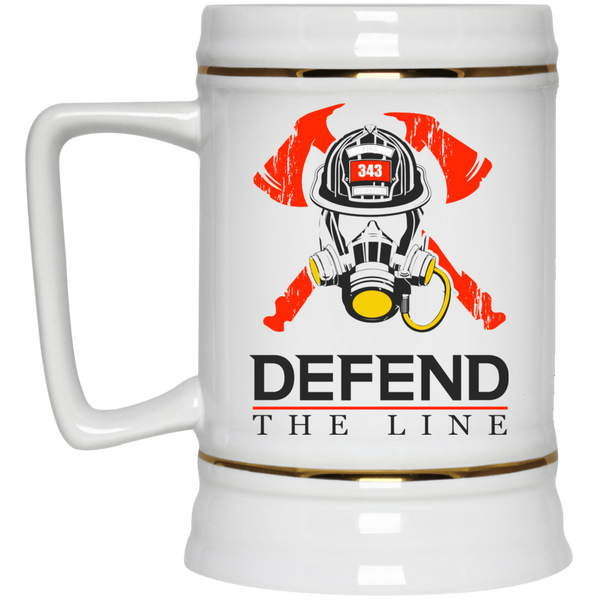 Defend The Line Firefighter Thin Red Line Beer Stein Drinkware White One Size 
