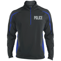 Embroidered Police 1/2 Zip Performance Pullover Jackets CustomCat Charcoal/True Royal X-Small 
