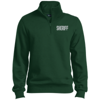 Embroidered Sheriff 1/4 Zip Pullover Sweatshirts CustomCat Forest X-Small 