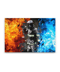 Fire & Ice Firefighter Canvas Decor ViralStyle Premium OS Canvas - Landscape 48x32*