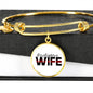 Firefighter Wife Engravable Bangle - Silver or Gold Jewelry ShineOn Fulfillment Circle Pendant Gold Bangle No