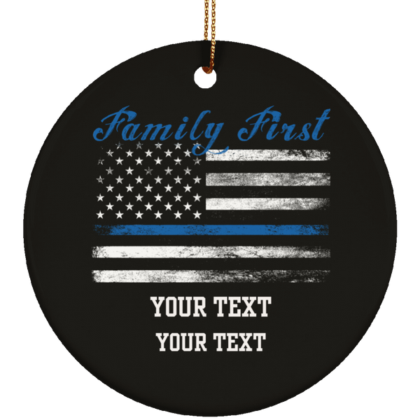 Personalized Family First Thin Blue Line Ornament Housewares Black One Size 