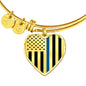 Thin Blue Line Engravable Heart Bangle - Silver or Gold Jewelry ShineOn Fulfillment Heart Pendant Gold Bangle No