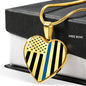 Thin Blue Line Engravable Heart Necklace - Silver or Gold Jewelry ShineOn Fulfillment