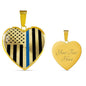 Thin Blue Line Engravable Heart Necklace - Silver or Gold Jewelry ShineOn Fulfillment Luxury Necklace (Gold) Yes