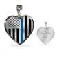 Thin Blue Line Engravable Heart Necklace - Silver or Gold Jewelry ShineOn Fulfillment Luxury Necklace (Silver) Yes