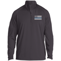 Thin Blue Line Men's Performance Pullover Jackets CustomCat Charcoal Grey X-Small 