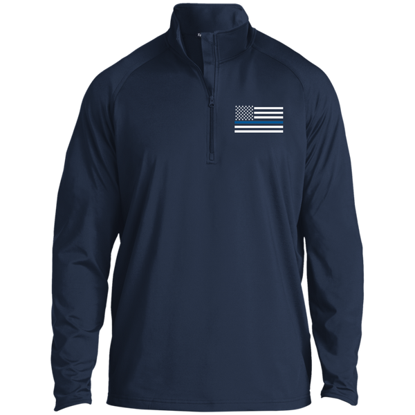 Thin Blue Line Men's Performance Pullover Jackets CustomCat True Navy X-Small 