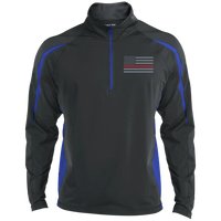 Thin Red Line Delta Ops Performance Half Zip Pullover Jackets CustomCat Charcoal/True Royal X-Small 
