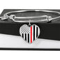 Thin Red Line Engravable Heart Bangle - Silver or Gold Jewelry ShineOn Fulfillment
