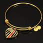 Thin Red Line Engravable Heart Bangle - Silver or Gold Jewelry ShineOn Fulfillment