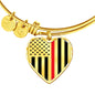 Thin Red Line Engravable Heart Bangle - Silver or Gold Jewelry ShineOn Fulfillment Heart Pendant Gold Bangle No