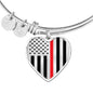 Thin Red Line Engravable Heart Bangle - Silver or Gold Jewelry ShineOn Fulfillment Heart Pendant Silver Bangle No
