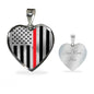 Thin Red Line Engravable Heart Necklace Jewelry ShineOn Fulfillment Luxury Necklace (Silver) Yes