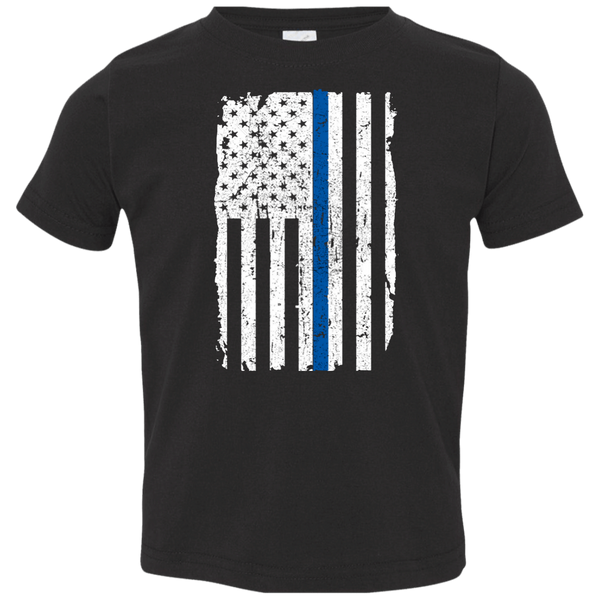 Toddler Thin Blue Line Shirt T-Shirts CustomCat Black 2T 