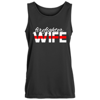Firefighter Wife Thin Red Line Women's Moisture Wicking Athletic Training Tank Activewear Black X-Small 