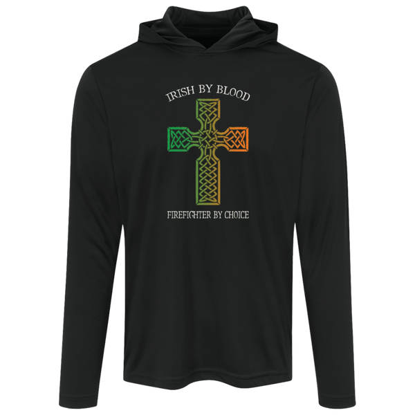 Mens Irish By Blood Firefighter Performance Hooded Tee Black S 