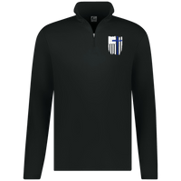 Men's Thin Blue Line Cross Law Enforcement Police Performance Pullover Quarter Zip Black S 