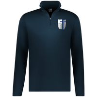 Men's Thin Blue Line Cross Law Enforcement Police Performance Pullover Quarter Zip Navy S 