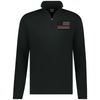 Men's Thin Red Line Firefighter Performance Pullover Quarter Zip Black S 