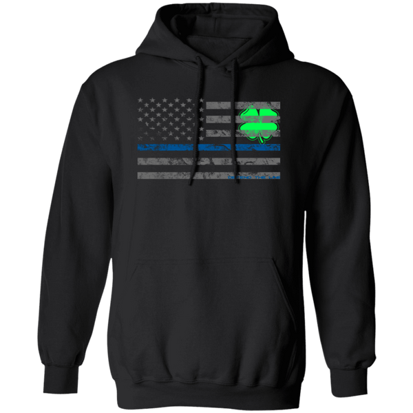 Thin Blue Line Clover Hoodie Sweatshirts Black S 