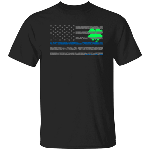 Thin Blue Line Clover T-Shirt T-Shirts Black S 