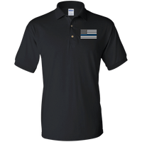 Thin Blue Line Flag Polo Shirt Apparel Black S 
