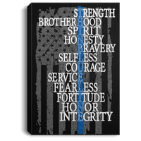Thin Blue Line Police Law Enforcement Framed Canvas Housewares White 8" x 12" 