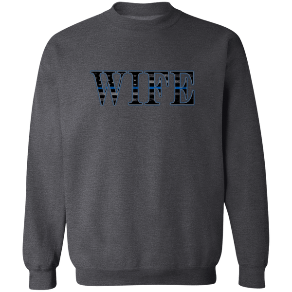 Thin Blue Line Wife Crewneck Sweatshirt Sweatshirts Dark Heather S 