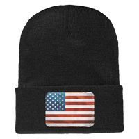 USA Adult Cuffed Knit Beanie Beanies Black Rectangle 