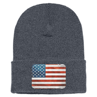 USA Adult Cuffed Knit Beanie Beanies Dark Grey Rectangle 