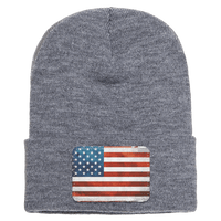 USA Adult Cuffed Knit Beanie Beanies Heather Grey Rectangle 