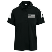 Women's Thin Blue Line Performance Polo Polo Shirts Black/White X-Small 