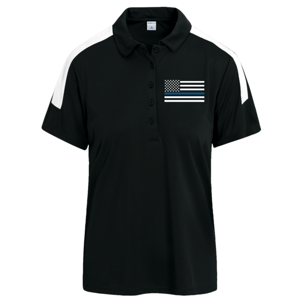 Women's Thin Blue Line Performance Polo Polo Shirts Black/White X-Small 