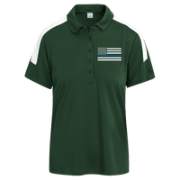 Women's Thin Blue Line Performance Polo Polo Shirts Forest Green/White X-Small 
