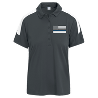 Women's Thin Blue Line Performance Polo Polo Shirts Iron Grey/White X-Small 