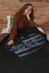 "Because He's Mine, I Walk This Line" Premium Mink Sherpa Blanket Blankets 