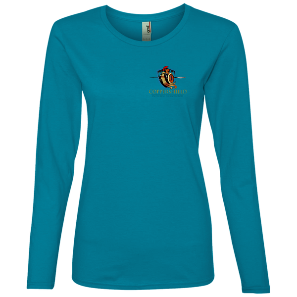 Coppershield 884L Anvil Ladies' Lightweight LS T-Shirt T-Shirts CustomCat Caribbean Blue S 