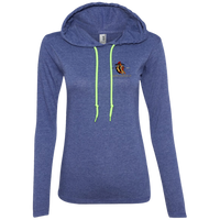 Coppershield 887L Anvil Ladies' LS T-Shirt Hoodie T-Shirts CustomCat Heather Blue/Neon Yellow S 