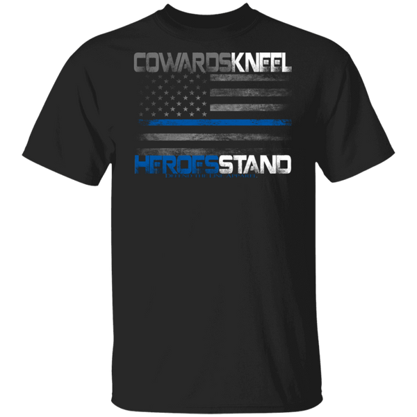 Cowards Kneel Thin Blue Line Shirt T-Shirts Black S 