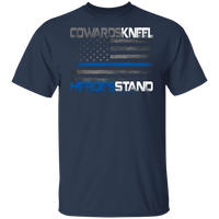 Cowards Kneel Thin Blue Line Shirt T-Shirts Navy S 