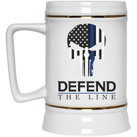 Defend The Line Punisher Thin Blue Line Beer Stein Drinkware White One Size 