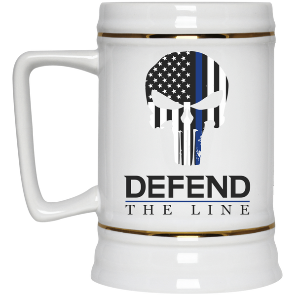 Defend The Line Punisher Thin Blue Line Beer Stein Drinkware White One Size 