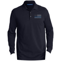 Delta Ops Long-Sleeve Thin Blue Line Polo Polo Shirts CustomCat Navy X-Small 