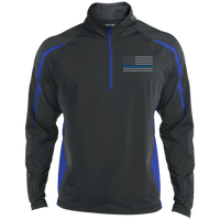 Delta Ops Thin Blue Line Half Zip Sport Wick Apparel CustomCat ST851 Sport-Tek Men's Sport Wicking Colorblock 1/2 Zip Charcoal/True Royal X-Small