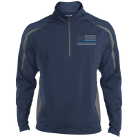 Delta Ops Thin Blue Line Half Zip Sport Wick Apparel CustomCat ST851 Sport-Tek Men's Sport Wicking Colorblock 1/2 Zip True Navy/Charcoal Grey X-Small