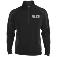 Embroidered Police 1/2 Zip Performance Pullover Jackets CustomCat Black/Charcoal Grey X-Small 