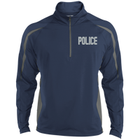 Embroidered Police 1/2 Zip Performance Pullover Jackets CustomCat True Navy/Charcoal Grey X-Small 